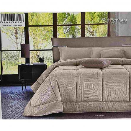 Quilt Matrimoniale flora grigio
