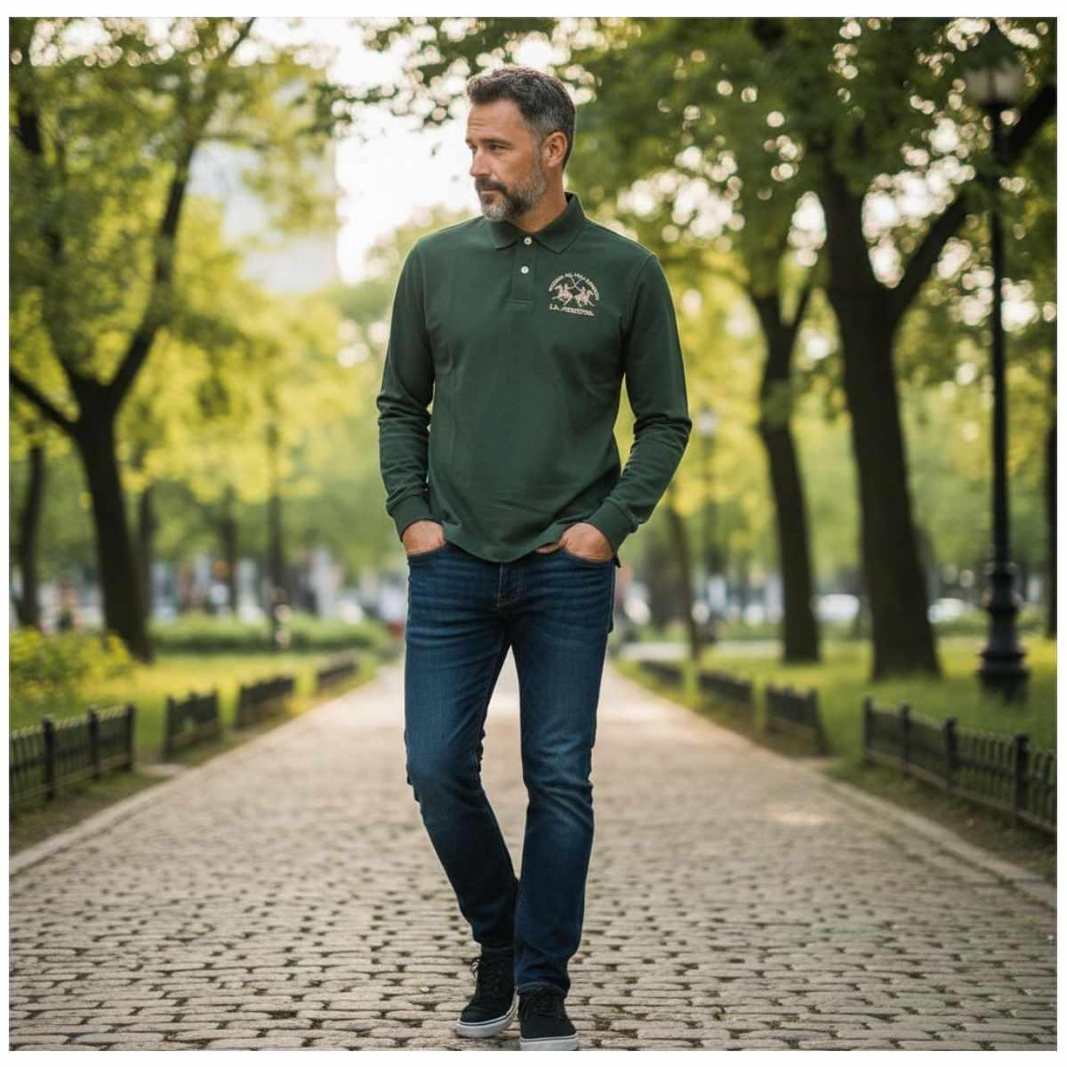 Polo Ml Uomo La Martina MBP003 WH Verde