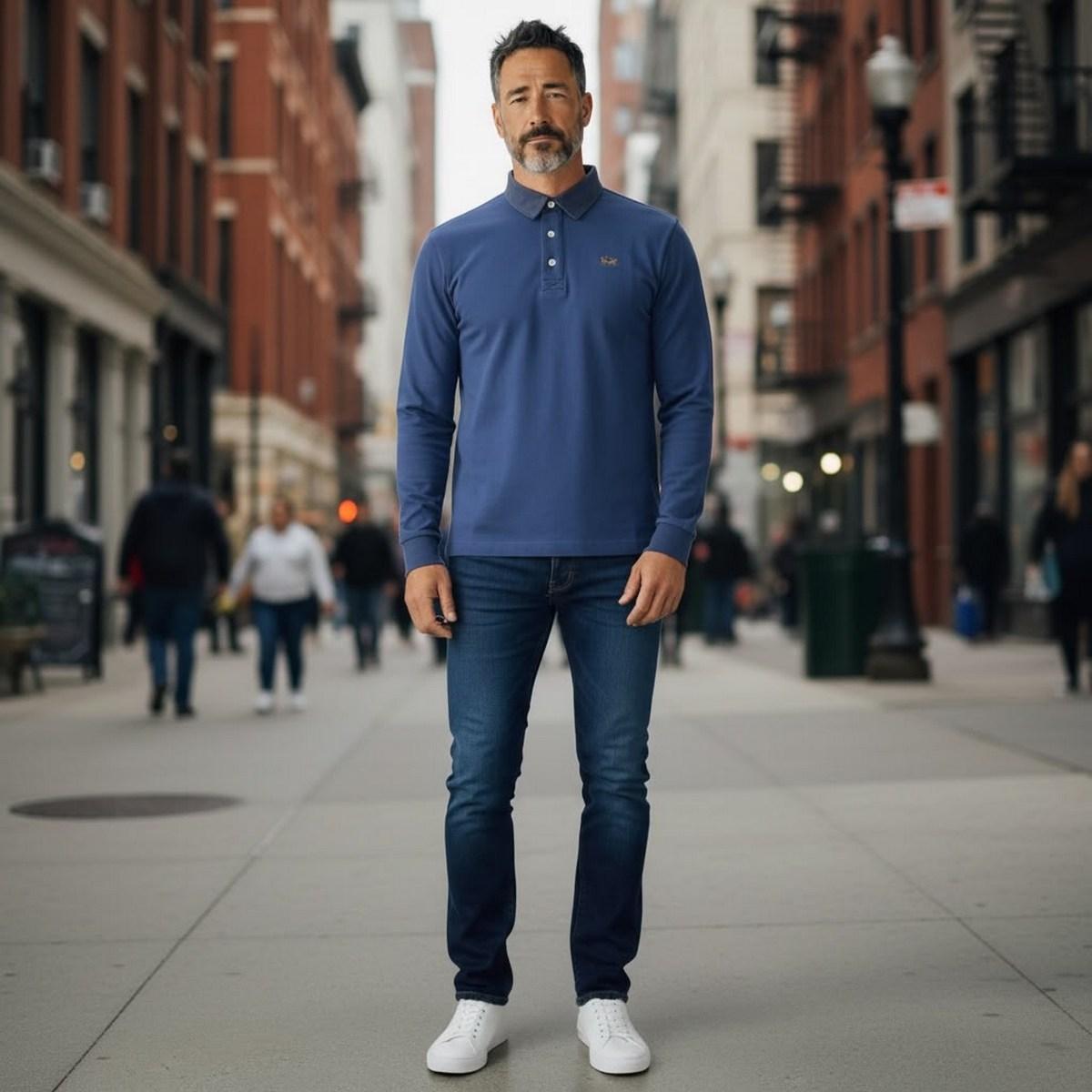 Polo Ml Uomo La Martina MBP007 WH Navy
