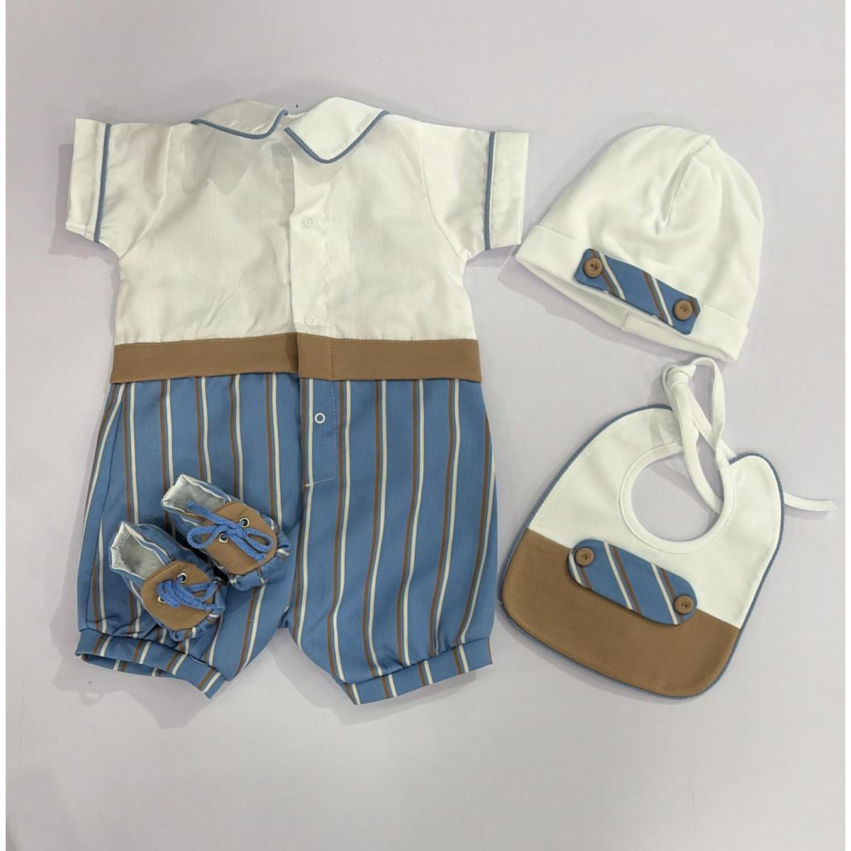 Set 3pz Pagliaccetto Nascita Bimbo Sartoria LP1205-1-2