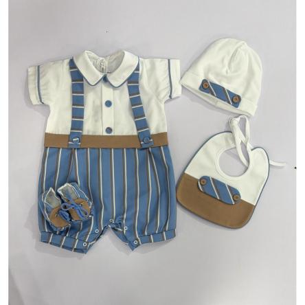 Set 3pz Pagliaccetto Nascita Bimbo Sartoria LP1205-1-2