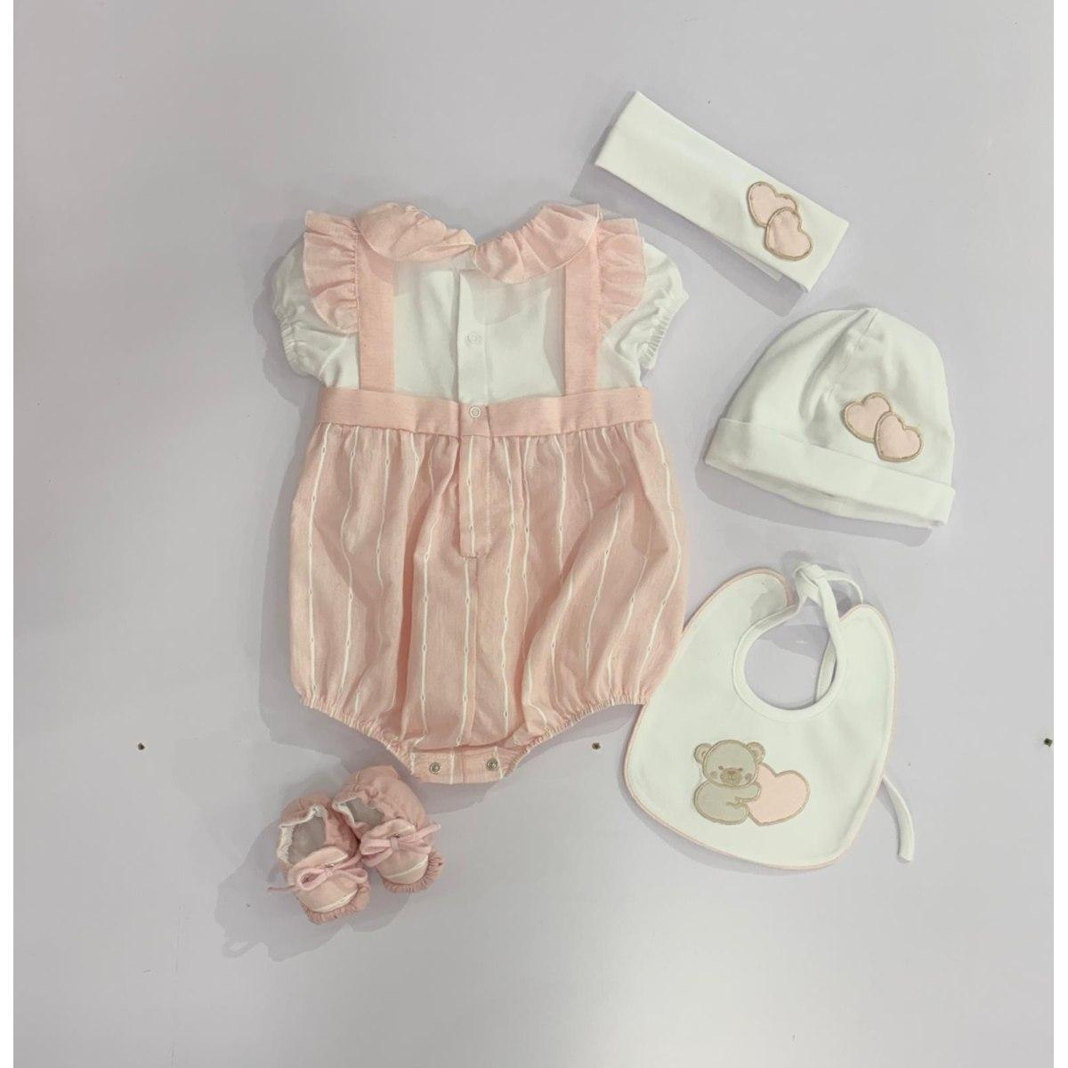 Set 4pz Pagliaccetto Nascita Bimba Sartoria LP1210-1-2