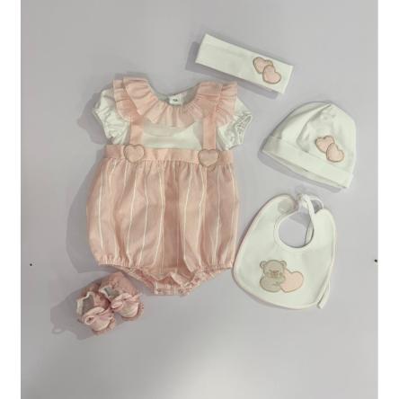 Set 4pz Pagliaccetto Nascita Bimba Sartoria LP1210-1-2