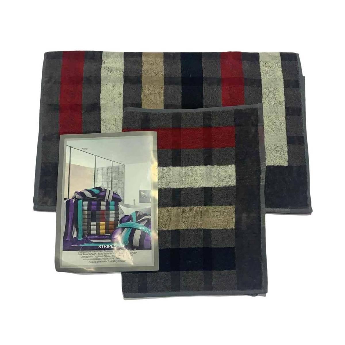 Set Asciugamano+Ospite Carrara Stripes