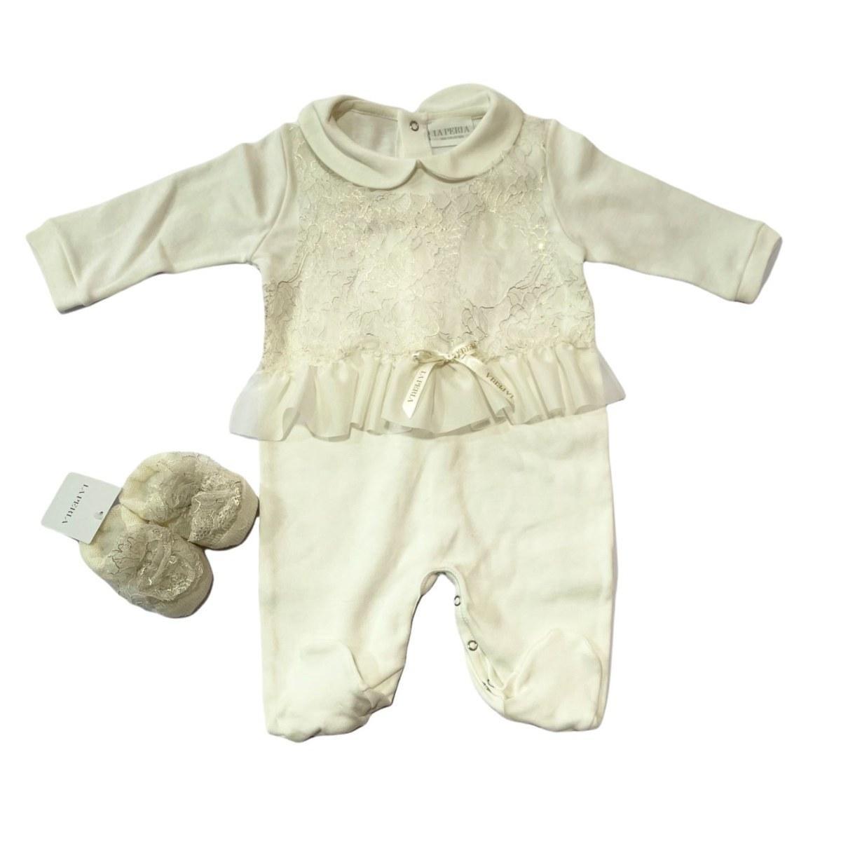 Tutina+Scarpina Nascita Baby La Perla 48371